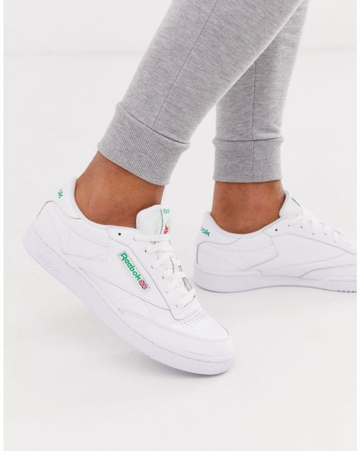 Reebok Leather Classics Club C Sneaker in White/Green (White) for Men -  Save 61% | Lyst