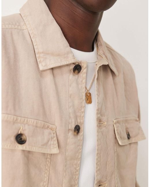Gant – hemdjacke aus leinen und baumwolle in Natural für Herren