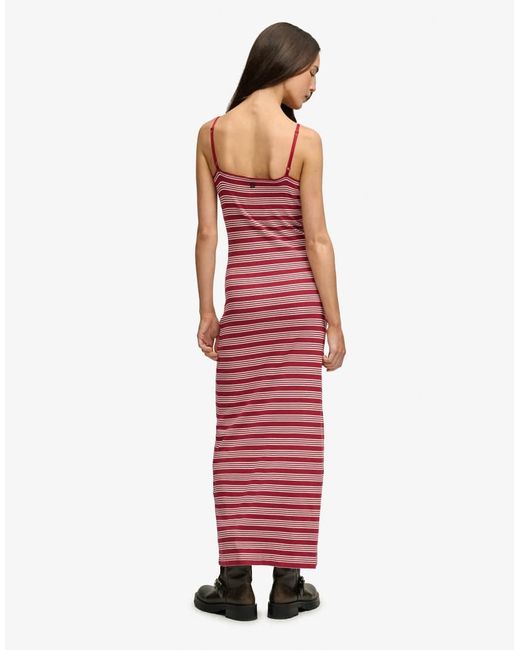 Superdry Red Stripe Ribbed Jersey Maxi Dress