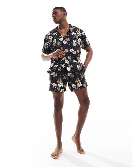 Boss Black Boss Co-Ord Floral Print Short Sleeve Shirt for men