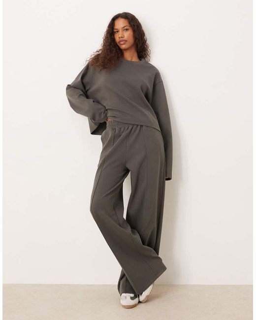 ASOS Gray Co-ord Interlock Wide Leg joggers