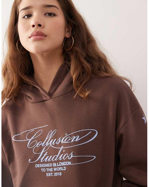Collusion Brown Star Logo Hoodie