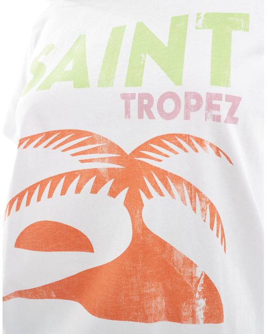 ASOS White Regular Fit T-shirt With Saint Tropez Vintage Graphic