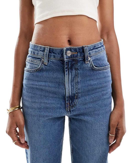 Vaqueros Azul Medio Auténtico Cómodos Y Elásticos De Pernera Recta De Asos Design Tall ASOS de color Blue