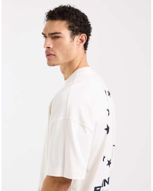 4505 White Heavyweight Cotton Oversized T-shirt With Back Graphic And Quick Dry Finish for men