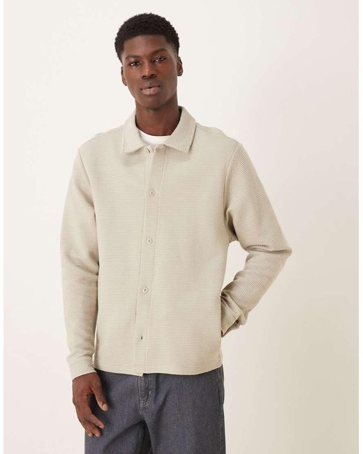 ASOS Natural Ribbed Jersey Shacket for men