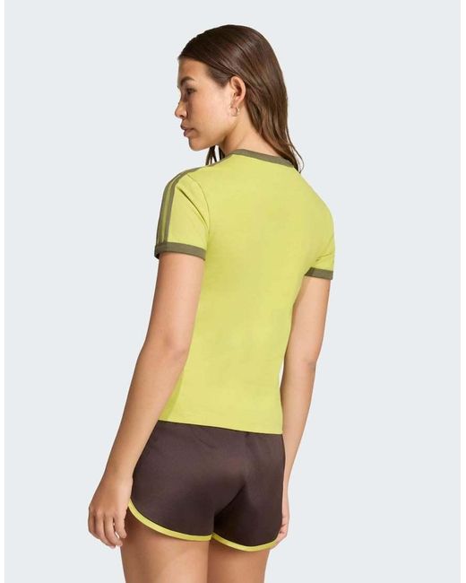 Adidas Originals Green 3 Stripes Slim Tee