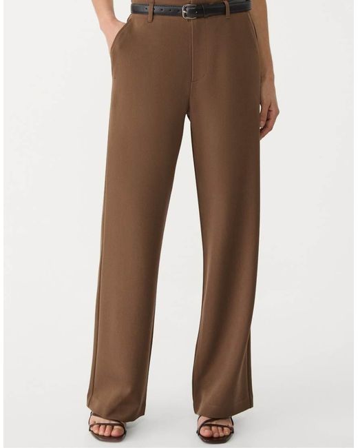 Stradivarius Brown Flowing Straight-leg Smart Trousers With Belt