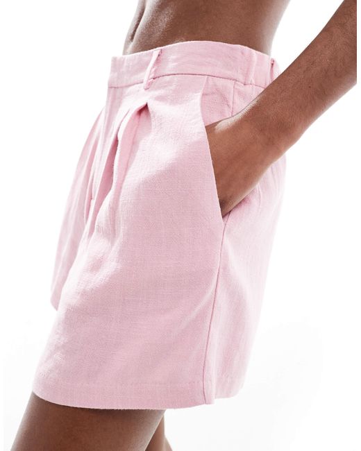 Stradivarius Pink Pleat Front Shorts