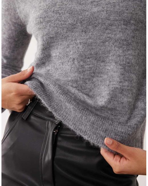 Mango Gray Alpaca Wool Mix Crew Neck Jumper