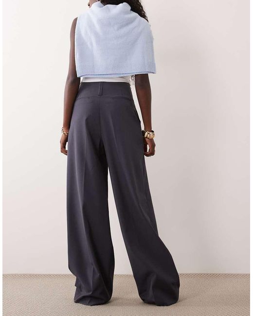 Mango Blue Pleat Front Tailored Trouser