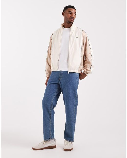 Lacoste White Colour Block Track Jacket for men