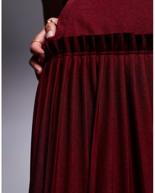 ASOS Red Asos Design Petite Square Neck Pleated Maxi Dress With Dropped Waist