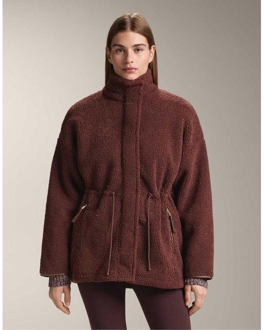 Oysho Brown Adjustable Waist Faux-shearling Jacket