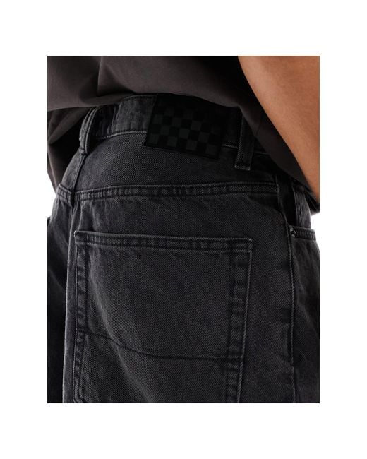 Vans Black Check-5 baggy Denim Shorts for men