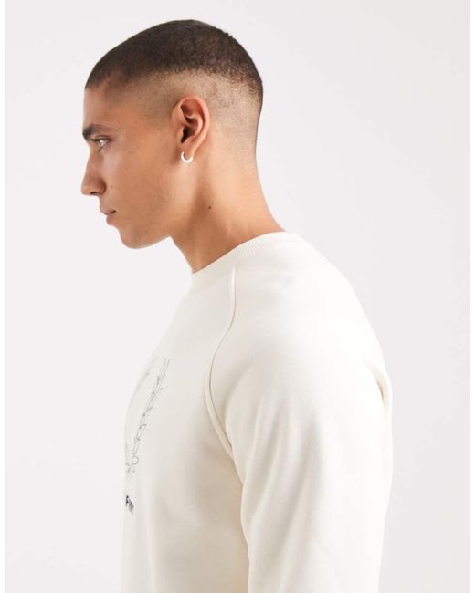 Fred Perry White Outline Wreath Sweatshirt for men