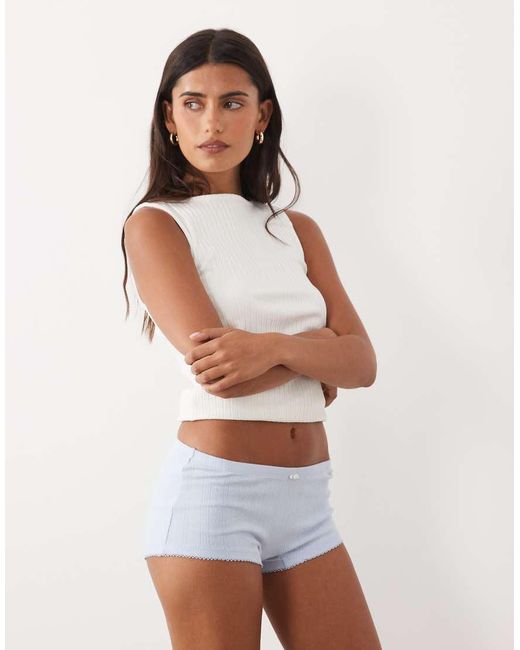 Cotton On White 2 Pack Pointelle Micro Mini Shorts