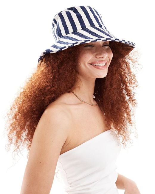 Accessorize Blue Stripe Bucket Hat