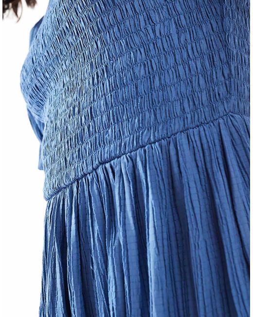 Threadbare Midi Jurk Met Pofmouwen in het Blue
