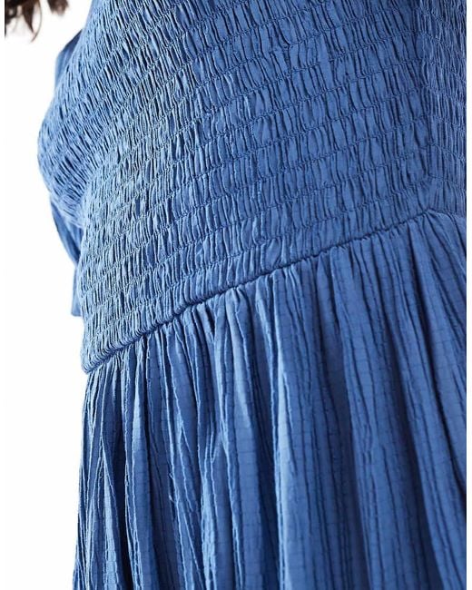 Vestito Midi Con Maniche A Sbuffo Blu di Threadbare in Blue