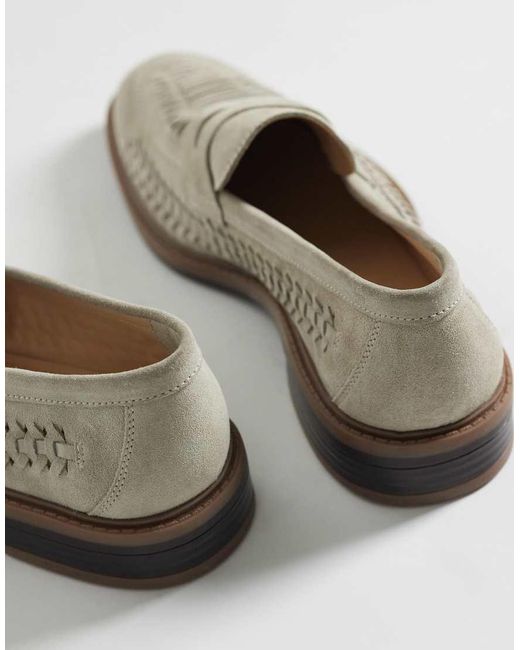 ASOS White Woven Penny Loafer for men