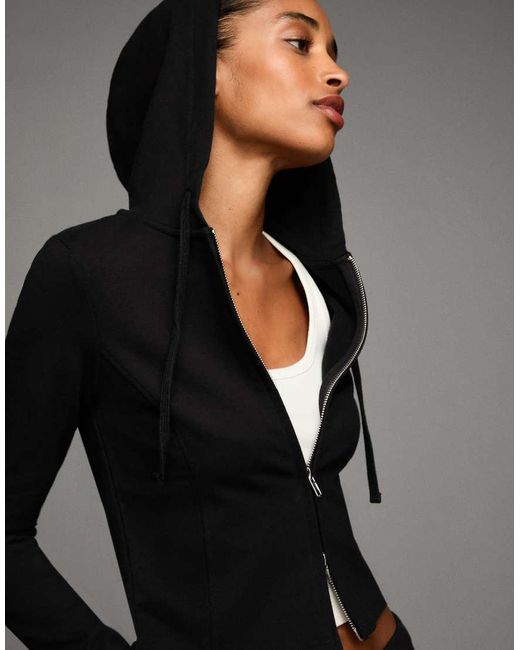 Bershka Black Zip Up Hoodie