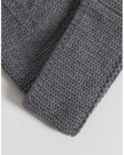 ASOS – gerippte strickmütze in Gray für Herren