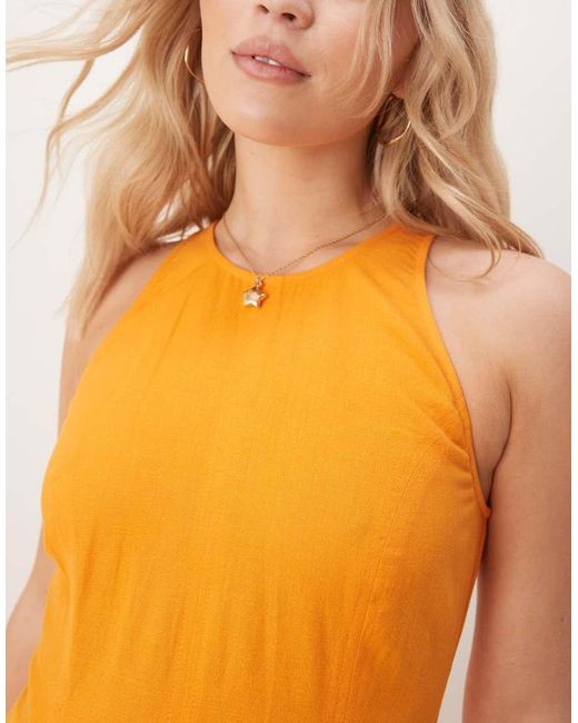 ASOS Midi Jurk Met Naden in het Orange