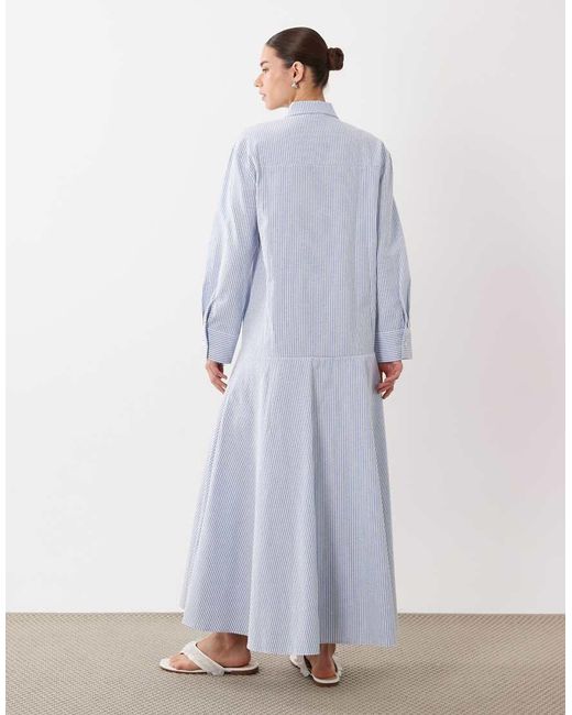 ASOS White Maxi Shirt Dress With Scarf Neck Detail
