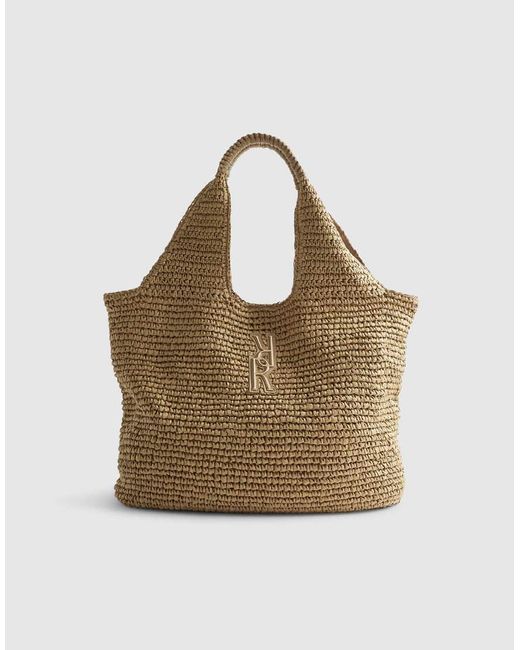 River Island Metallic Raffia Shopper Bag