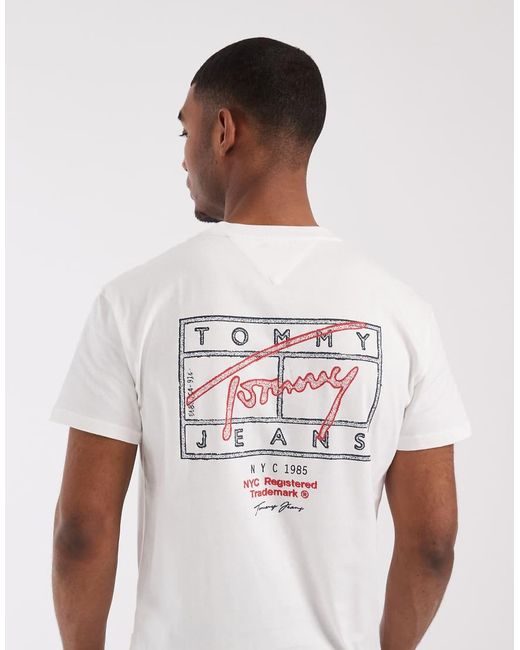 Tommy Hilfiger White Regular Flag Logo With Signature Detail T-shirt for men