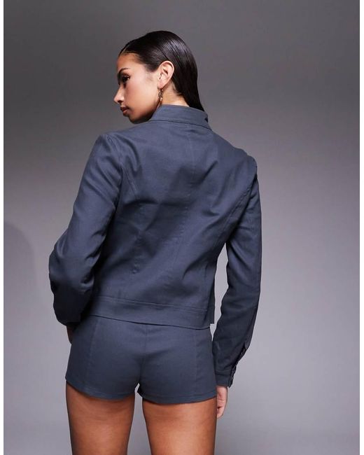 Edikted Blue Kayra Moto Jacket