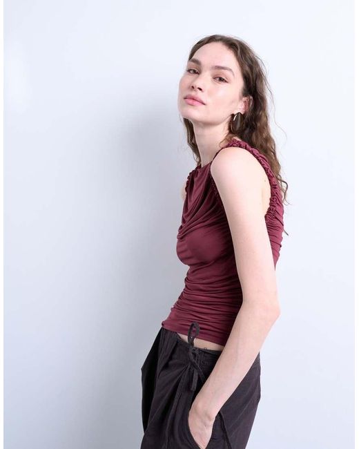 TOPSHOP Gerimpelde Tanktop in het Brown