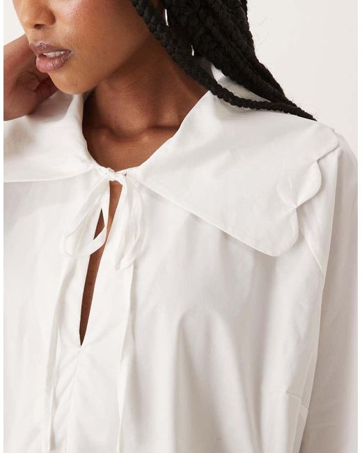 Glamorous White Oversized Collar Peplum Shirt