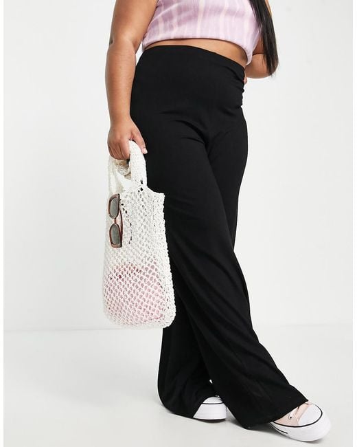 ASOS Black Asos Design Curve Basic Wide Leg Jersey Trouser