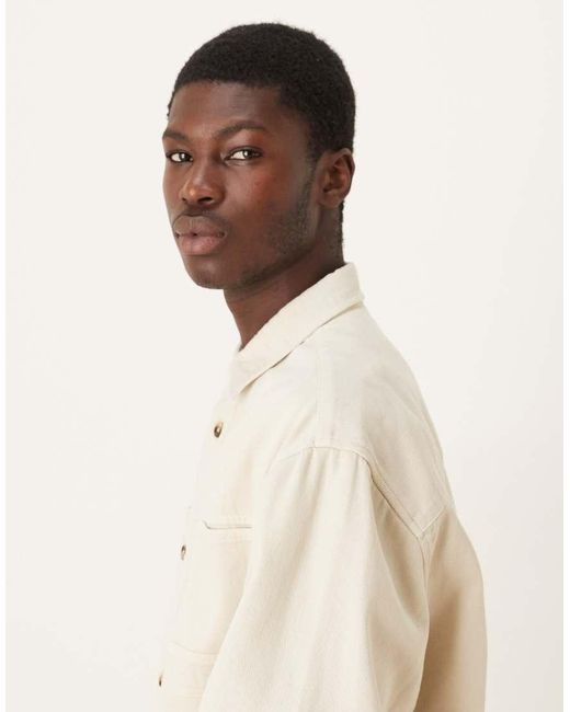 ASOS Natural Oversized Twill Overshirt for men