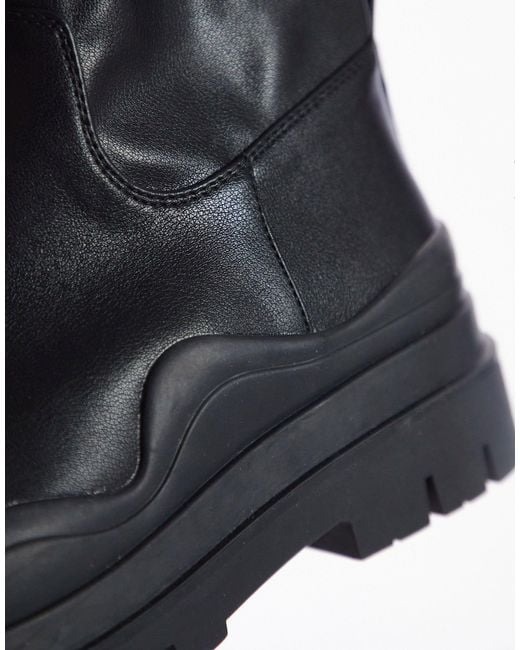 TOPSHOP Black – wide fit – martha – elastische overknee-stiefel