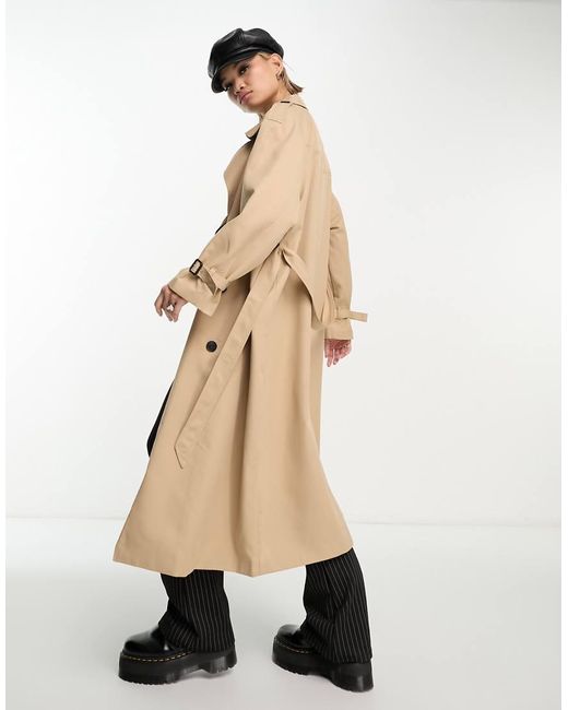 ONLY Natural Double Breasted Trench Coat