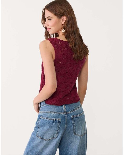 Stradivarius Red Crochet Vest With Drawstrings