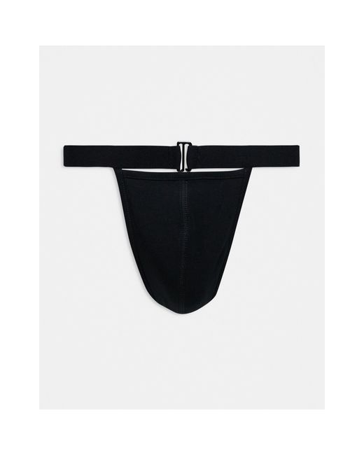 ASOS Black Thong With Front Strap for men