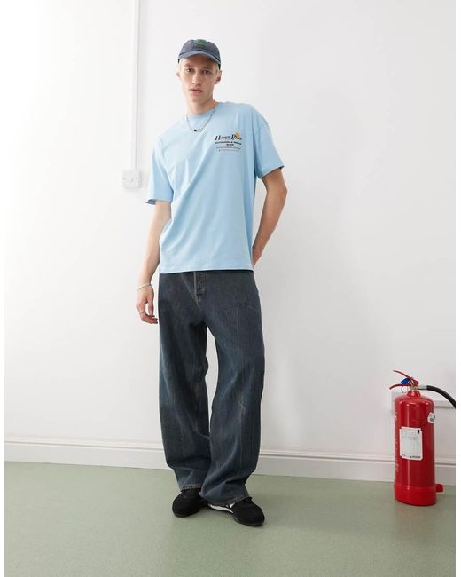 Collusion Blue Tee With Smile Print for men