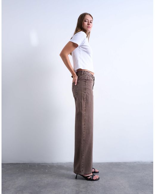 TOPSHOP Brown Cinch Low Rise Relaxed Jeans