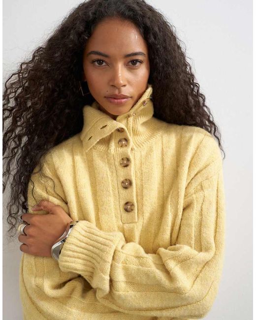 TOPSHOP Purple Knitted Rib Funnel Neck Jumper