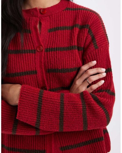 Miss Selfridge Red Striped Cardigan