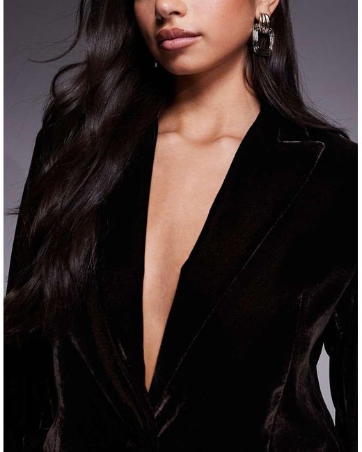 Mango Black Combi Velvet Tailored Jacket