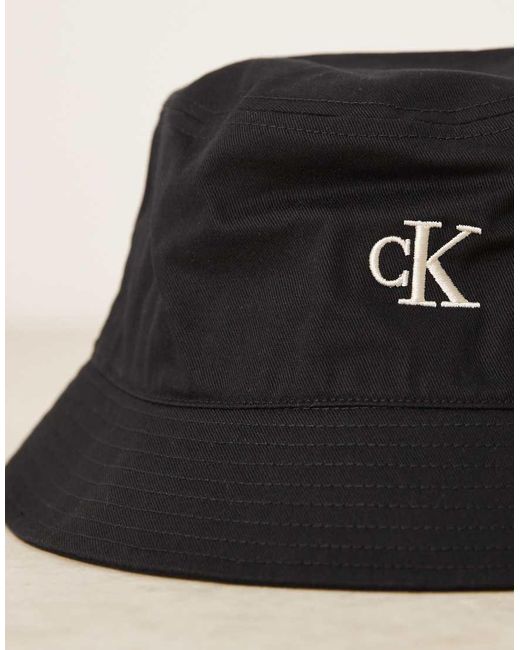 Calvin Klein Black Monogram Logo Bucket Hat
