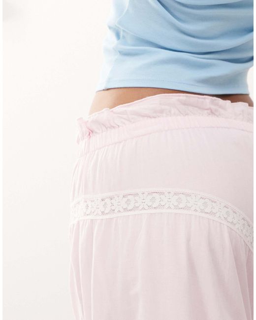 Reclaimed (vintage) Pink Western Pull On Prairie Skirt With Lace Trims