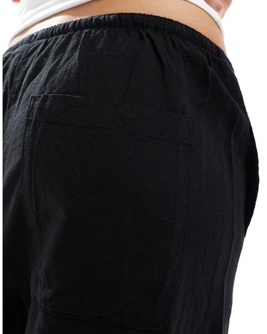 JJXX Black Linen Blend Wide Fit Trouser