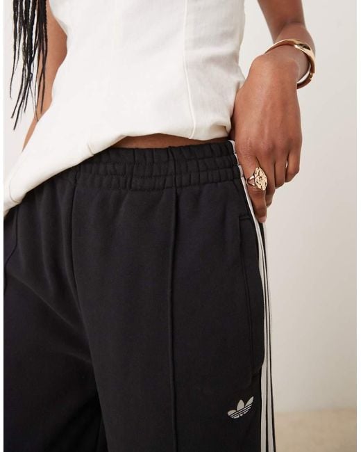 Adidas Originals White 3 Stripe Wide Leg Joggers