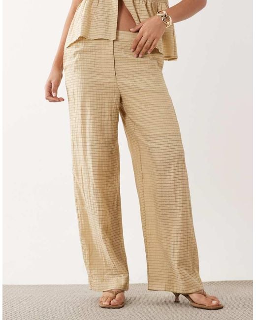 Y.A.S Natural Textured Check Wide Leg Trousers Co-ord